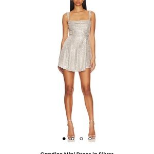 Candice Mini Dress in Silver - Size Medium